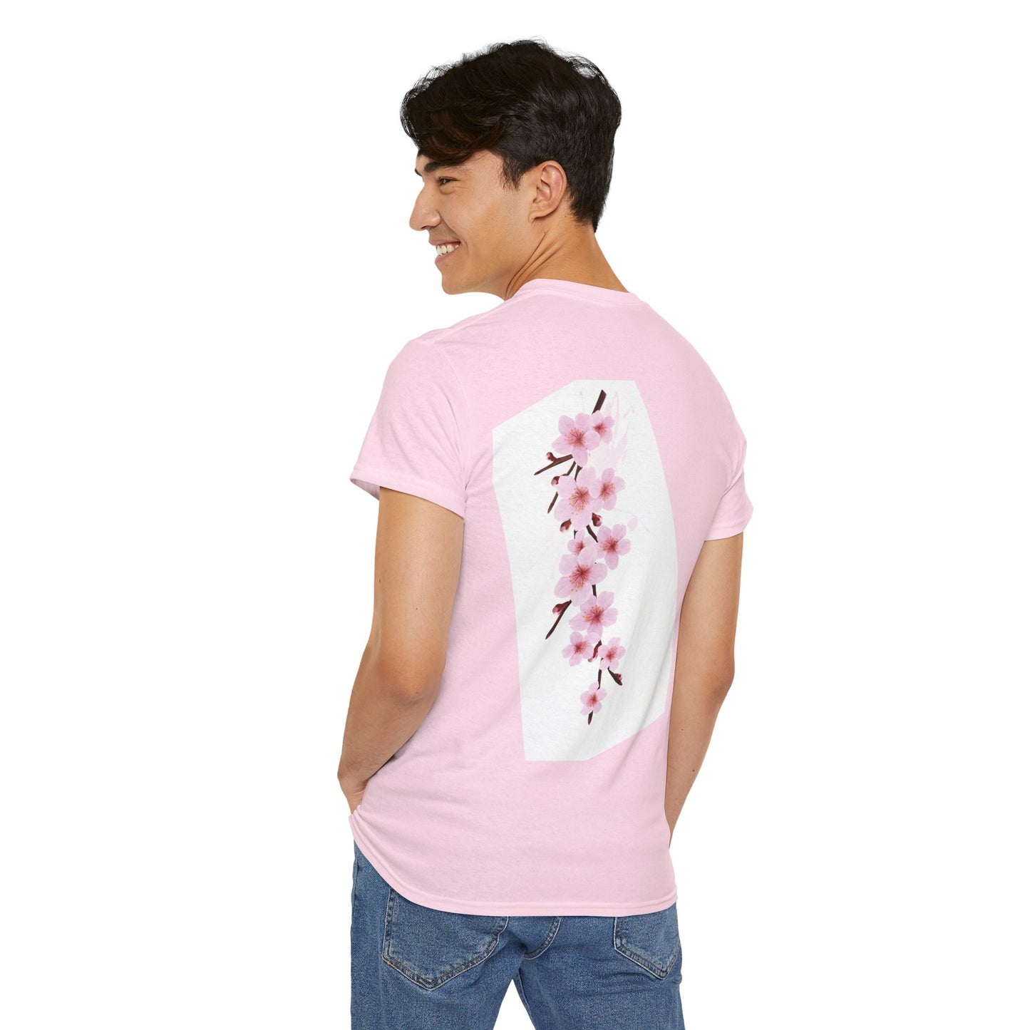 "Romantic Cherry Blossom T-Shirt for Couples – Pink & White Spring Love