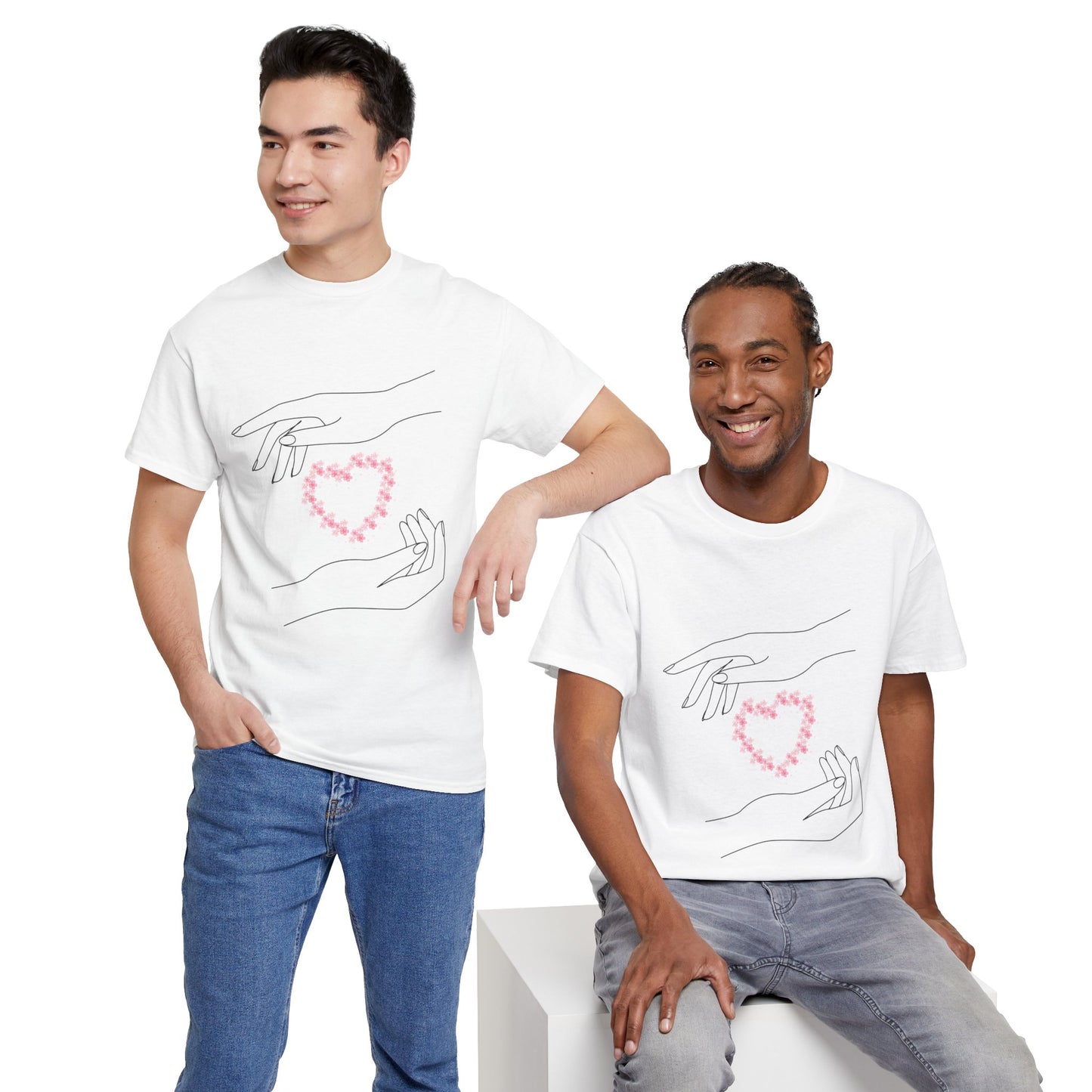 White & Light Pink Cherry Blossom Love T-Shirt – Valentine’s Day & National Cherry Blossom Day Special