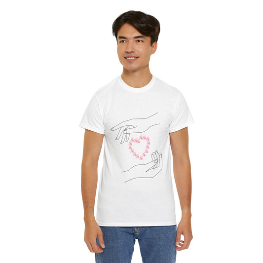 White & Light Pink Cherry Blossom Love T-Shirt – Valentine’s Day & National Cherry Blossom Day Special