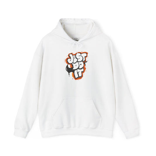 White Graffiti "Just Do It" Hooded Sweatshirt